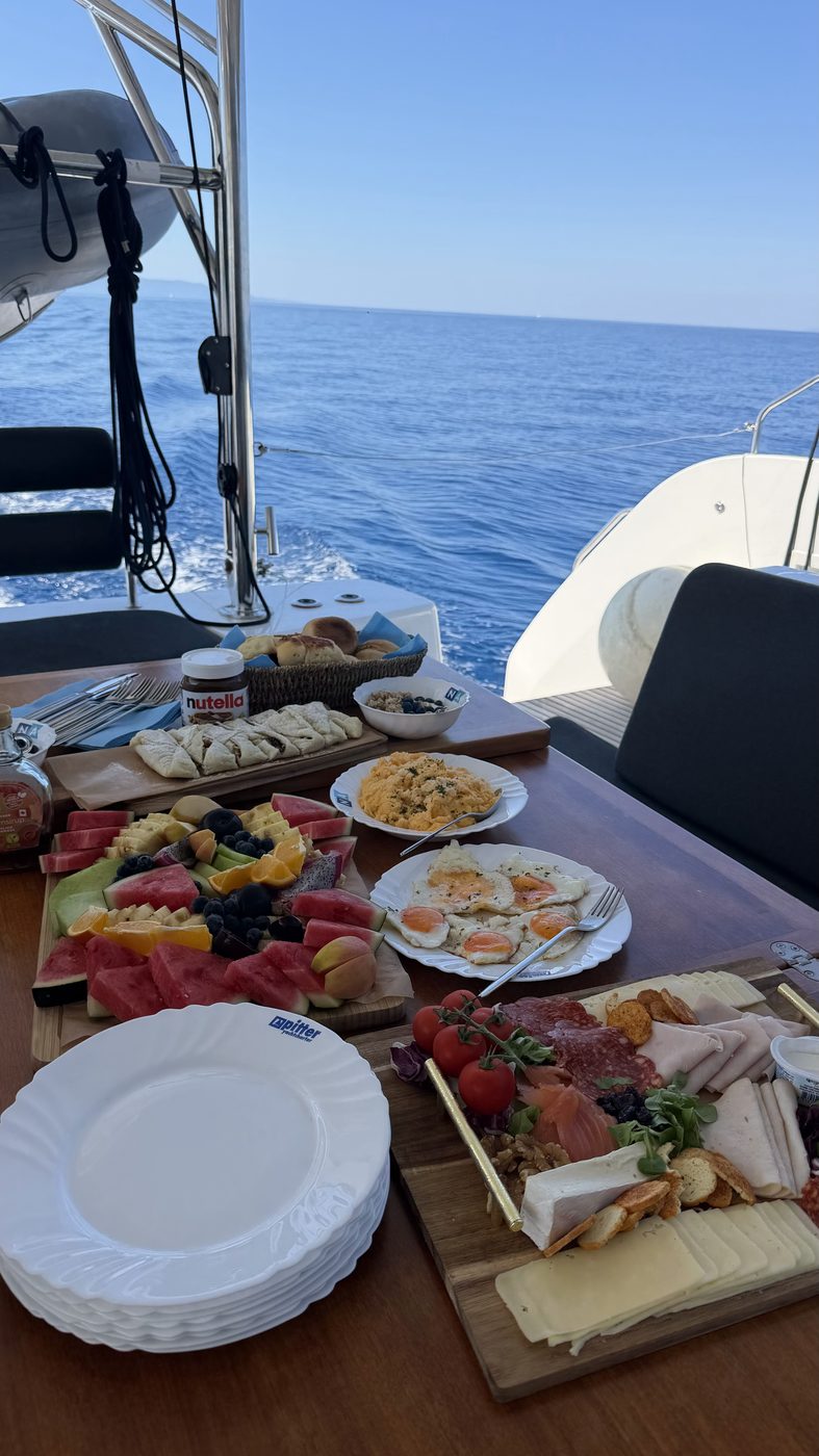 A charcuterie board on the boat in Croatia