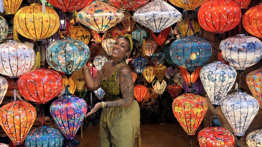 Ashleigh Bing among colorful lanterns in Vietnam